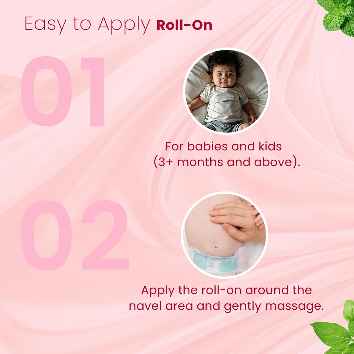 Steps to use BabyOrgano Hing Roll On for baby