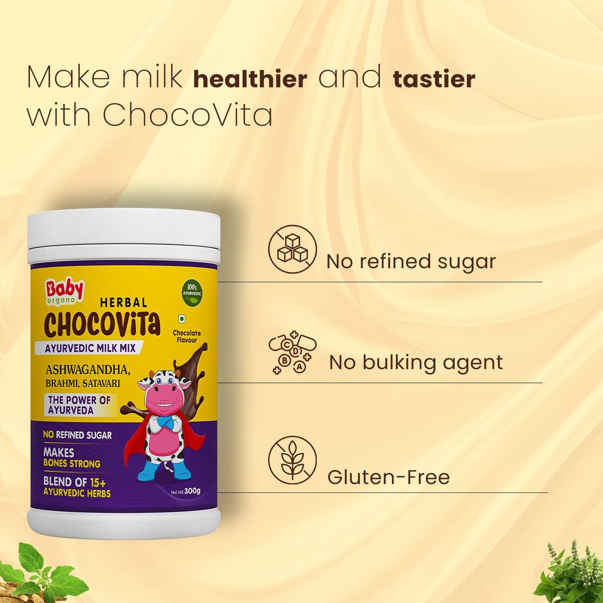 Herbal Chocovita Milk Mix & Nutrition Drink (2 to 15 Years) | Supports Weight & Height Gain