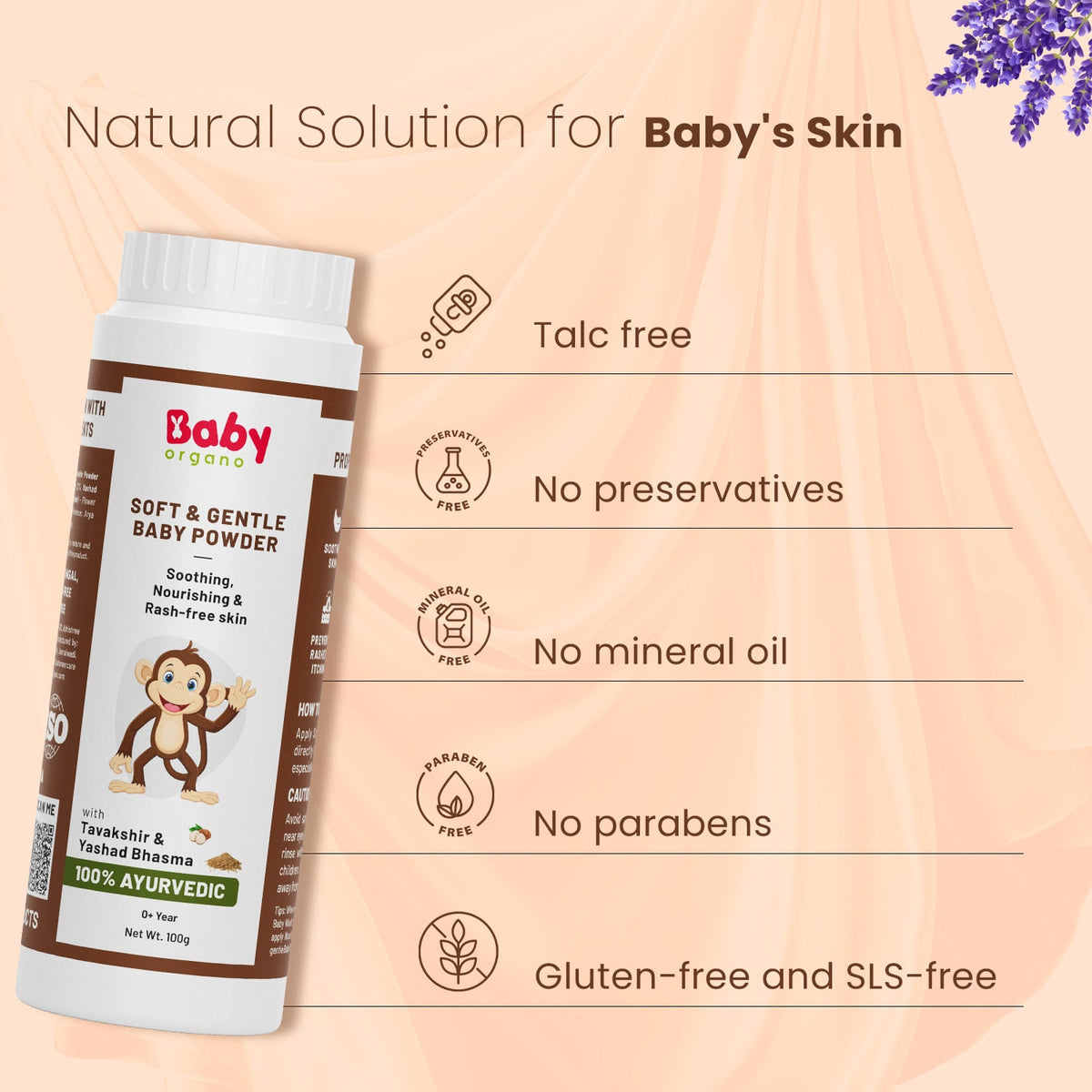 Unique Sellin Point of BabyOrgano Soft & Ayurvedic Ayurvedic Baby Powder