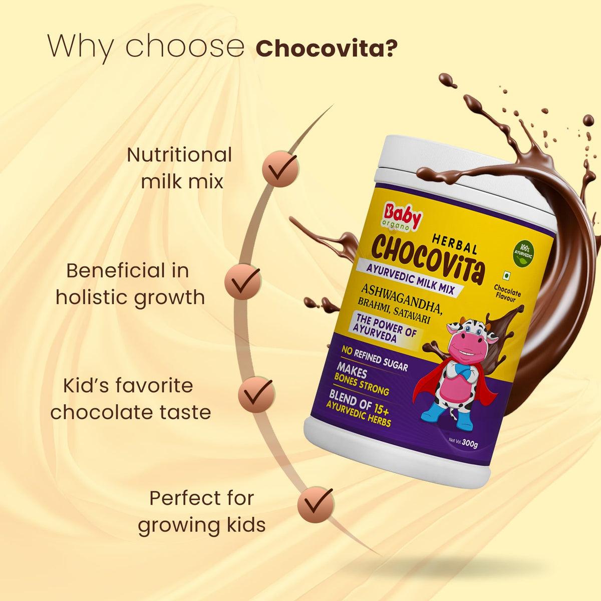 Herbal Chocovita Milk Mix & Nutrition Drink (2 to 15 Years) | Supports Weight & Height Gain