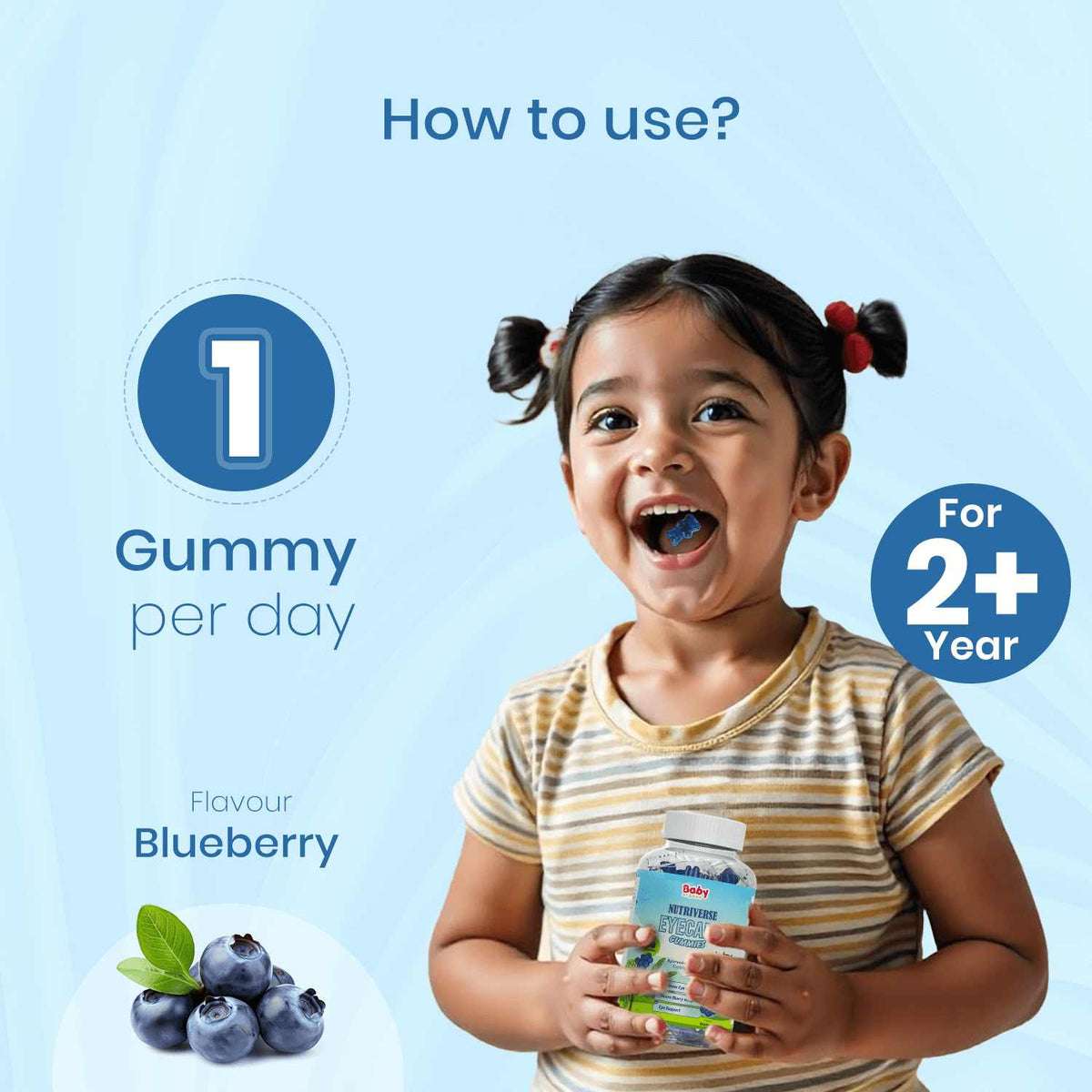 Nutriverse Eyecare Gummies | Support eye health | Blueberry flavour | 2+ Years