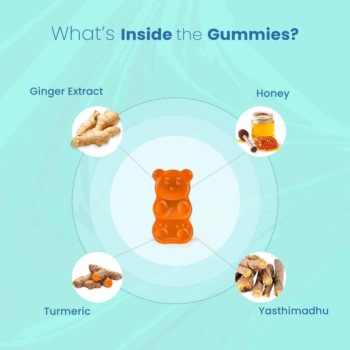 Nutriverse Cold and Cough Gummies | Made with Yashtimadhu & Turmeric | For Cold and Cough Relief | Mango Flavour