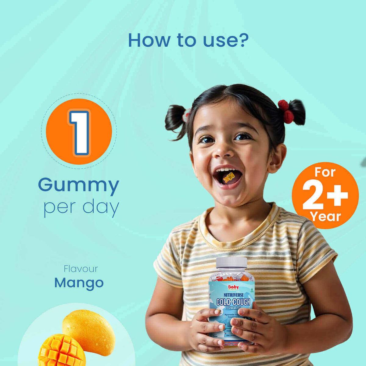 Nutriverse Cold and Cough Gummies | Made with Yashtimadhu & Turmeric | For Cold and Cough Relief | 2+ Years