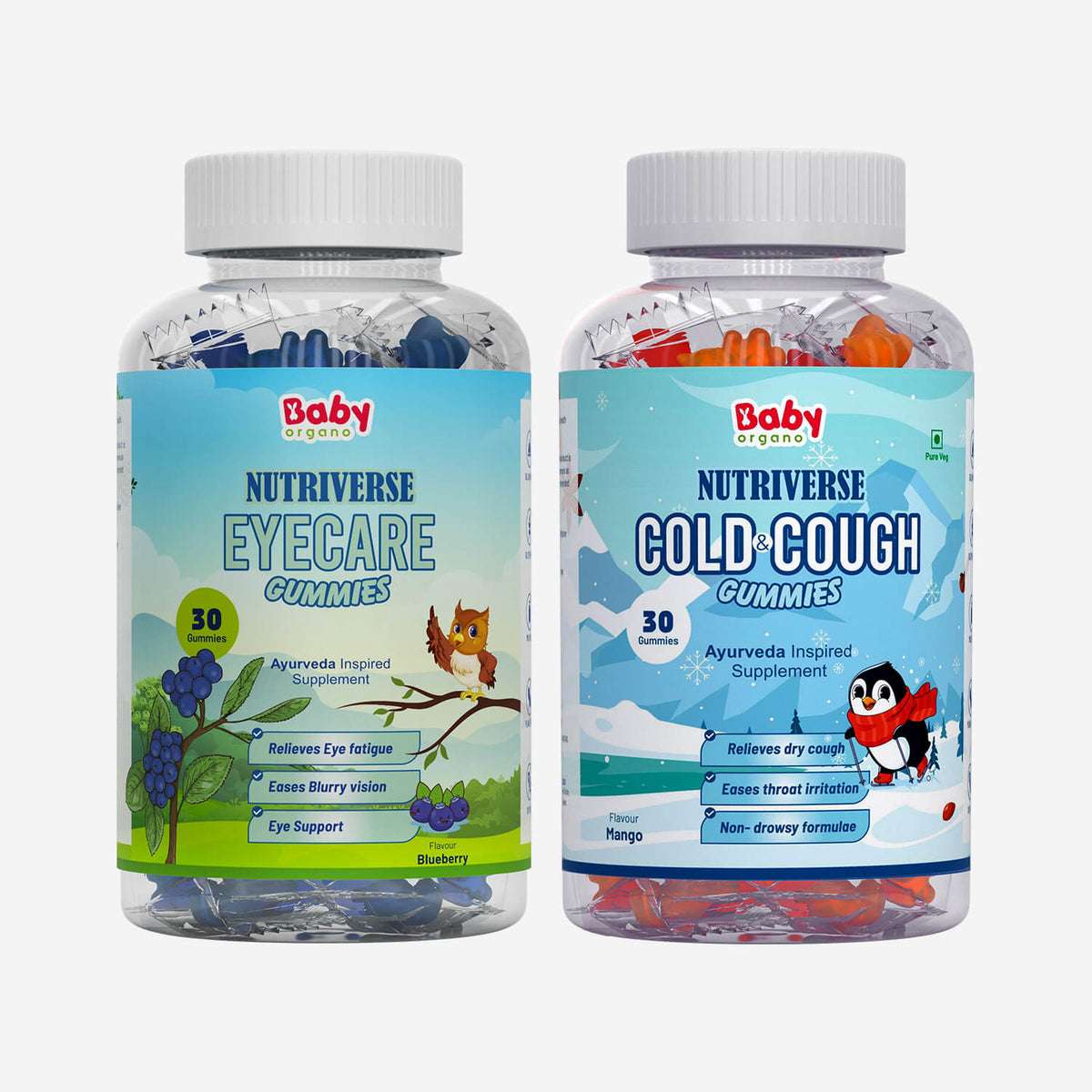 Vision & Wellness Combo | Nutriverse Eyecare Gummies | Nutriverse Cold & Cough Gummies | Improved Eye Health | Soothing Cold Comfort