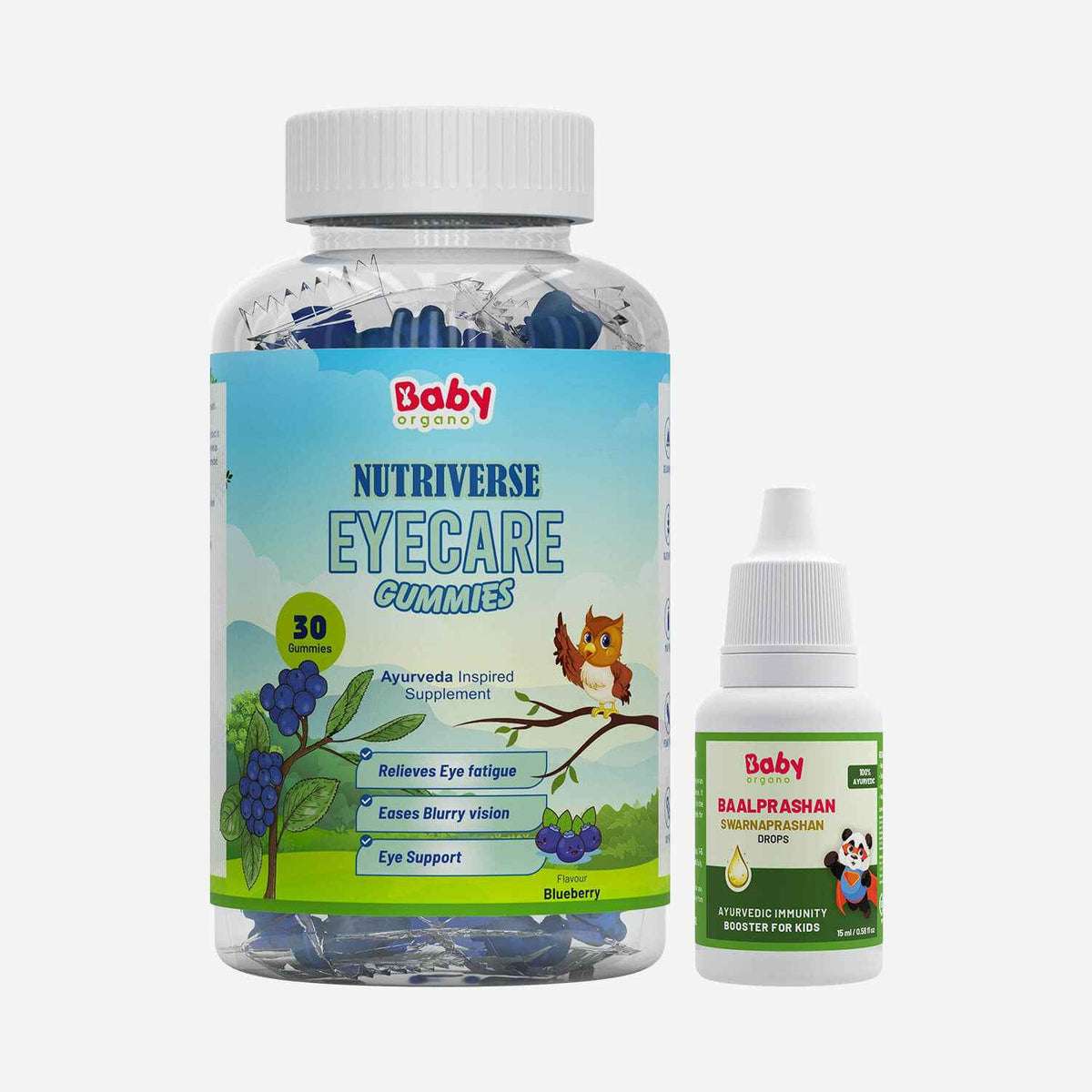 Immunity Plus Eye Care Combo | Nutriverse Eye Care Gummies + Baalprashan Swarnaprashan Drops