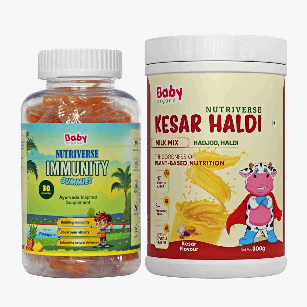 Healthy & Tasty Immunity Combo | Nutriverse Kesar Haldi Milk Mix | Nutriverse Immunity Gummies | Strong Immunity | Cold & Cough Relief