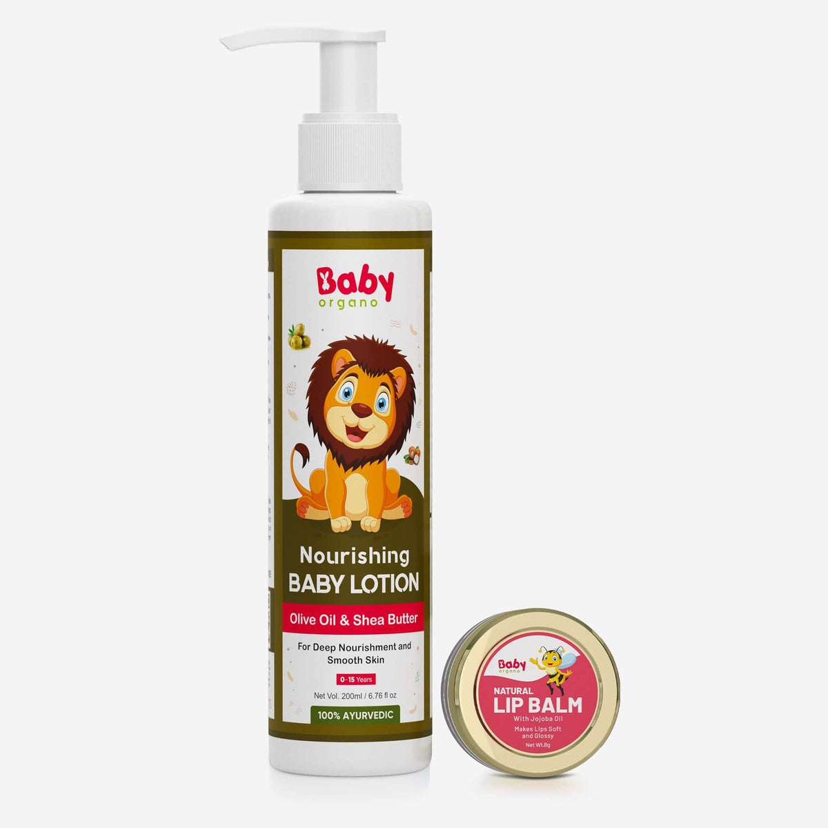 Natural Lip & Skincare Combo for Kids | Natural Lip Balm for Soft Lips| Nourishing Baby Lotion for Nourished Skin | 0-15 Years