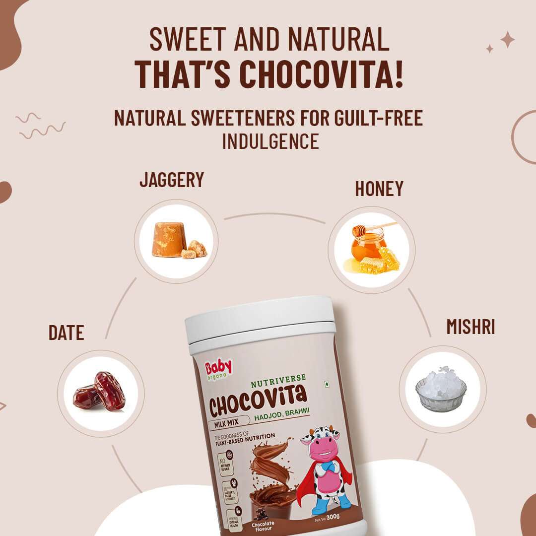 Nutriverse Chocovita Milk Mix | 8+ Herbs like Hadjod | Strengthens bones & muscles | Supports growth | Chocolate Flavor