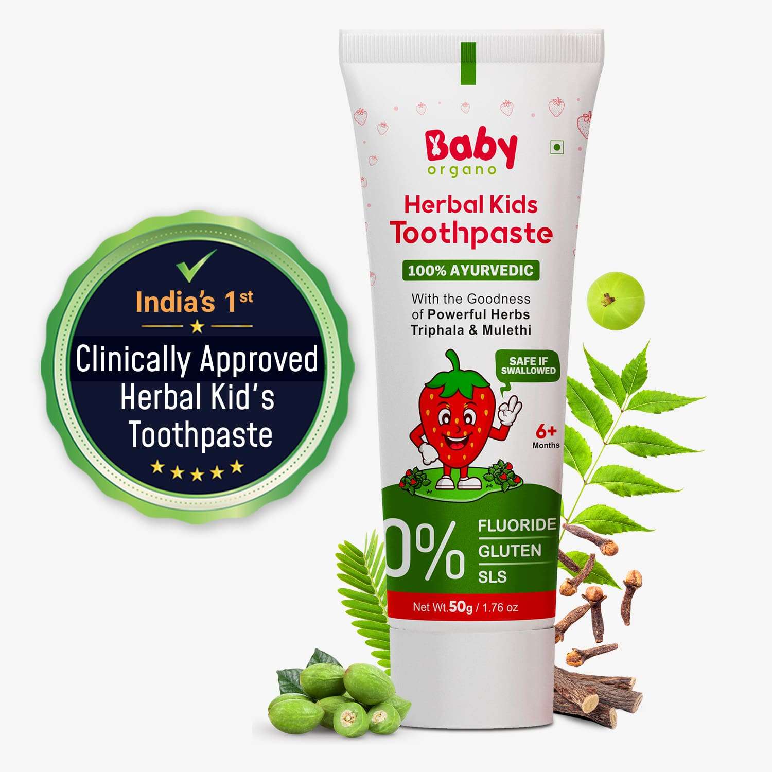 Herbal Kid's Toothpaste | Protection Against Cavities (6+ Months) | India's 1st Clinically Approved Herbal Toothpaste