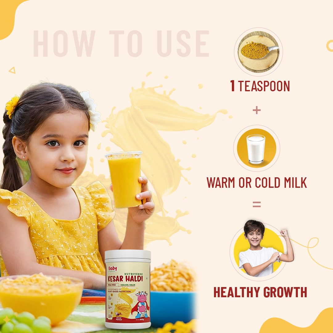 Kesar Haldi Milk Mix | Boost immunity, Strengthen bones & muscles (2 to 15 Years)