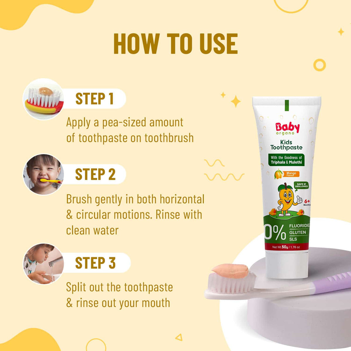 Kid's Toothpaste | Protection Against Cavities (6+ Months) | India's 1st Clinically Approved Herbal Toothpaste